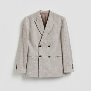 Marynarka comfort z lnem - S - beżowy - męska - Reserved - 603JO-80M