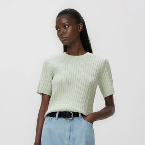 Sweter ze strukturalnym splotem - L - jasnozielony - damska - Reserved - 604IN-07X