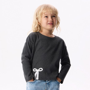 Koszulka z kokardką - 80 (9-12 m.) - ciemnoszary - dziewczynki - Reserved - 606KD-90X