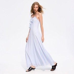 Sukienka maxi z falbanami - L - jasnoniebieski - damska - Reserved - 606KS-05X