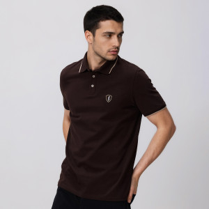 Koszulka polo regular fit - S - ciemnobrązowy - męska - Reserved - 608IM-89X