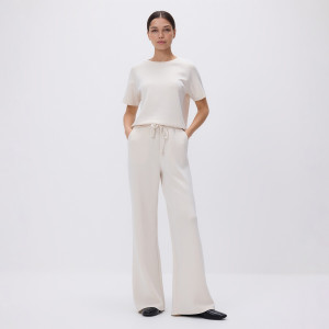 Spodnie z szeroką nogawką - M - beżowy - damska - Reserved - 610GA-08X