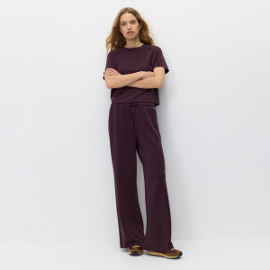 Spodnie z szeroką nogawką - L - ciemnofioletowy - damska - Reserved - 610GA-49X