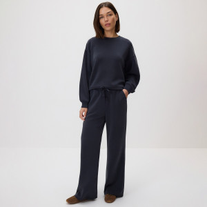 Spodnie z szeroką nogawką - L - ciemnoszary - damska - Reserved - 610GA-90X