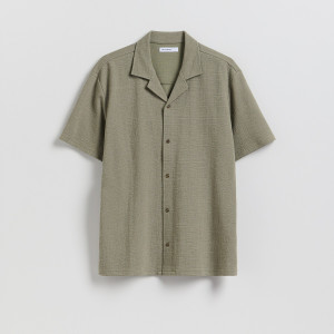 Strukturalna koszula regular fit - L - jasnozielony - męska - Reserved - 610IM-70X