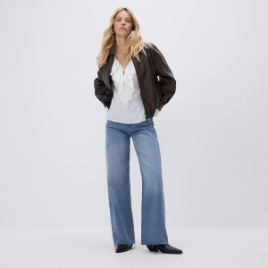 Jeansy wide leg z przeszyciami - 32 - niebieski - damska - Reserved - 616GT-55J