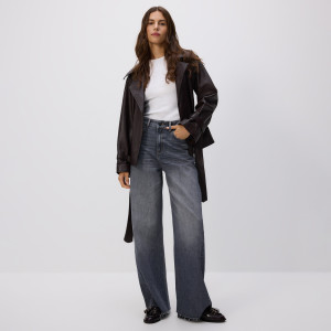 Jeansy wide leg z przeszyciami - 32 - szary - damska - Reserved - 616GT-90J
