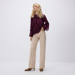 Jeansy wide leg - 34 - kremowy - damska - Reserved - 617GT-02J