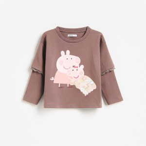 Bluzka Świnka Peppa - 104 (3-4 lata) - brązowy - dziewczynki - Reserved - 618KD-88X