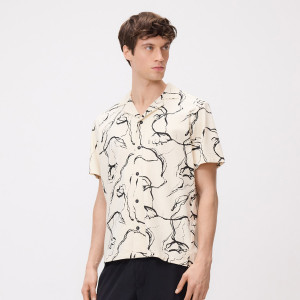 Wzorzysta koszula regular fit - XL - złamana biel - męska - Reserved - 619IM-01X