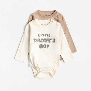 Bawełniane body 2 pack - 74 (6-9 m.) - brązowy - chłopcy - Reserved - 622FP-84X