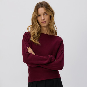 Sweter z błyszczącą aplikacją - M - bordowy - damska - Reserved - 624HO-83X