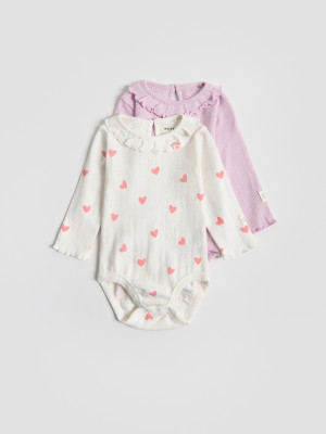 Bawełniane body 2 pack - 62 (1-3 m.) - lawendowy - dziewczynki - Reserved - 624IM-04X
