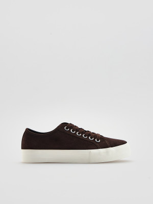 Zamszowe sneakersy - 38 - ciemnobrązowy - damska - Reserved - 626ID-89X