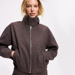 Bluza ze stójką - L - brązowy - damska - Reserved - 627KE-88X