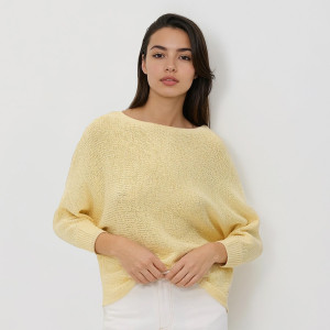 Gładki sweter - XL - jasnożółty - damska - Reserved - 629HO-10X