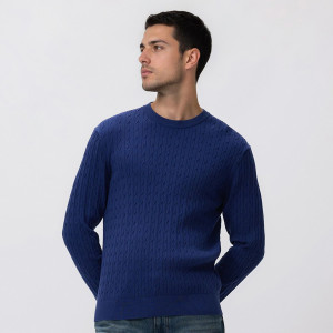 Strukturalny sweter z bawełną - XL - niebieski - męska - Reserved - 636HD-57X