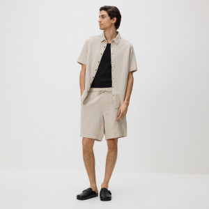 Strukturalna koszula regular fit - L - beżowy - męska - Reserved - 636HT-08X