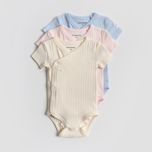 Strukturalne body 3 pack - 62 (1-3 m.) - wielobarwny - dziewczynki - Reserved - 637IM-MLC