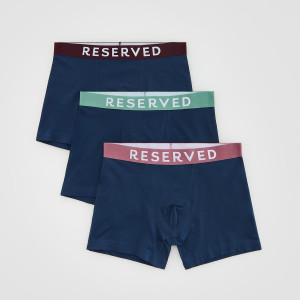 3 pack bokserek Long - L - granatowy - męska - Reserved - 642HH-59X
