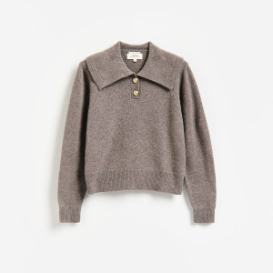 Sweter z wełną i domieszką kaszmiru - L - beżowy - damska - Reserved - 645KO-08M