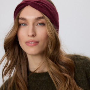 Opaska z wełną i kaszmirem - ONE SIZE - burgundowy - damska - Reserved - 648FE-53X