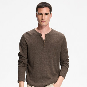 Sweter henley - L - szary - męska - Reserved - 648HD-86M