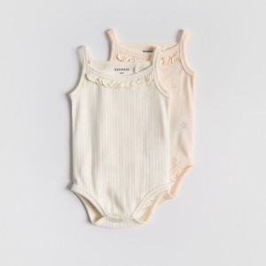 Body na ramiączkach 2 pack - 62 (1-3 m.) - kremowy - dziewczynki - Reserved - 648IM-02X