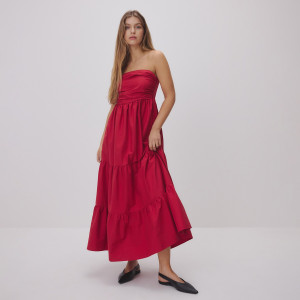 Sukienka maxi z falbanami - XL - czerwony - damska - Reserved - 649EH-33X