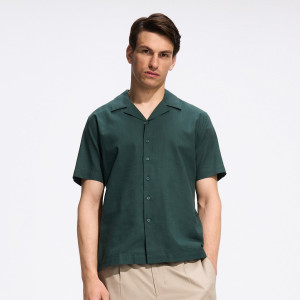 Koszula regular z krótkim rękawem - XXL - ciemnozielony - męska - Reserved - 650HT-79X