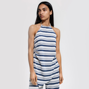 Asymetryczny top - M - granatowy - damska - Reserved - 651LD-59P
