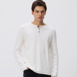 Strukturalny sweter z bawełny - XL - złamana biel - męska - Reserved - 653HD-01X