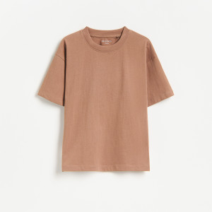 Bawełniany t-shirt - 152 (11 lat) - ciemnobrązowy - chłopcy - Reserved - 654KZ-89X