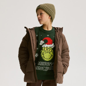 Świąteczny sweter Grinch - 116 (5-6 lat) - ciemnoszary - chłopcy - Reserved - 657FH-90X