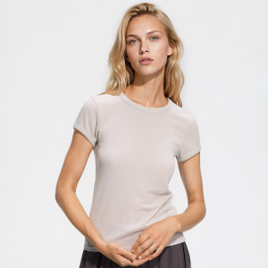 T-shirt z wiskozą - L - jasnoszary - damska - Reserved - 658LD-09X