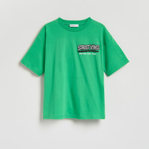 T-shirt z nadrukiem - 128 (7-8 lat) - zielony - chłopcy - Reserved - 661KZ-77X