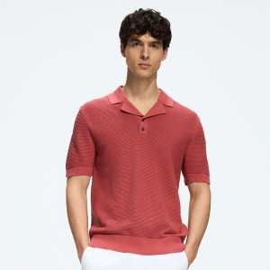 Ażurowy sweter polo - S - różowy - męska - Reserved - 662HD-38X