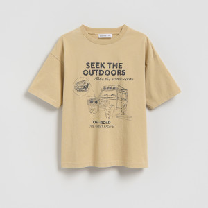 Bawełniany t-shirt z nadrukiem - 170 (13-14 lat) - złamana biel - chłopcy - Reserved - 662KZ-01X