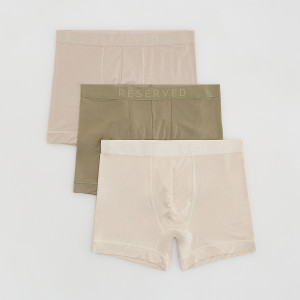 3 pack bokserek Long z wiskozy - S - beżowy - męska - Reserved - 668HH-80X