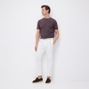 Spodnie slim fit z paskiem - XXL - złamana biel - męska - Reserved - 6705L-01X