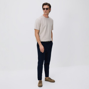 Spodnie slim fit z paskiem - XXL - granatowy - męska - Reserved - 6705L-59X