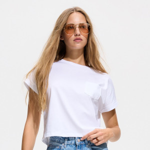 T-shirt z kieszonką - XL - biały - damska - Reserved - 670LD-00X