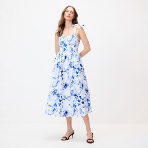 Sukienka midi w kwiaty - L - jasnoniebieski - damska - Reserved - 671HS-05X