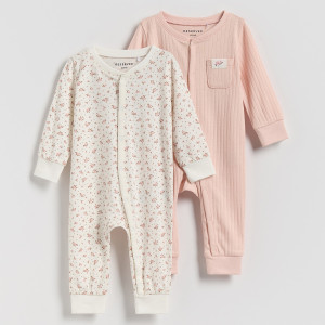 Bawełniany pajacyk 2 pack - 62/68 (1-6 m.) - brudny róż - dziewczynki - Reserved - 673GJ-39X