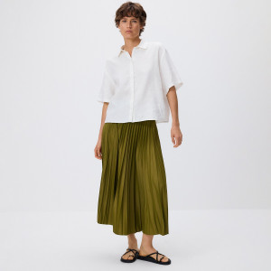 Plisowana spódnica midi - XS - zielony - damska - Reserved - 674DX-76X