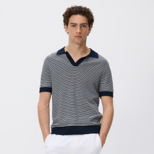 Sweter polo z wiskozą - XL - granatowy - męska - Reserved - 675HD-59P