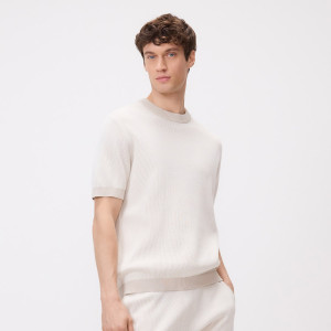 Sweter z krótkim rękawem - L - beżowy - męska - Reserved - 675HT-08P