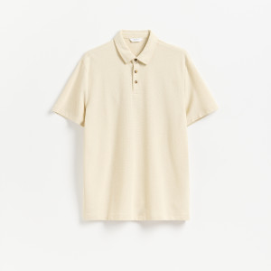 Koszulka polo regular fit - S - beżowy - męska - Reserved - 677KH-08X