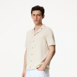 Sweter z krótkim rękawem - L - beżowy - męska - Reserved - 678HT-08X