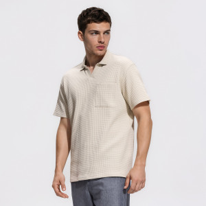 Strukturalna koszulka polo comfort fit - XL - beżowy - męska - Reserved - 678KH-08X